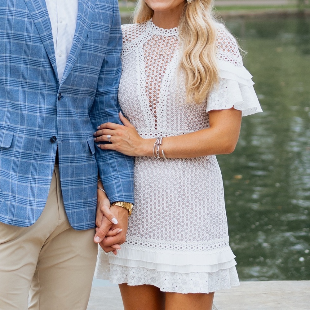 SAYLOR White Eyelet Backless Mini Dress
